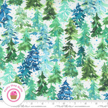 Moda Starflower Christmas 8482 11 White Blue Trees Create Joy Quilt Fabric - $5.95