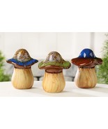 Mushroom Toadstool Statues Set of 3 Garden Ceramic 4.9&quot; High 3 Colors Fo... - $39.10