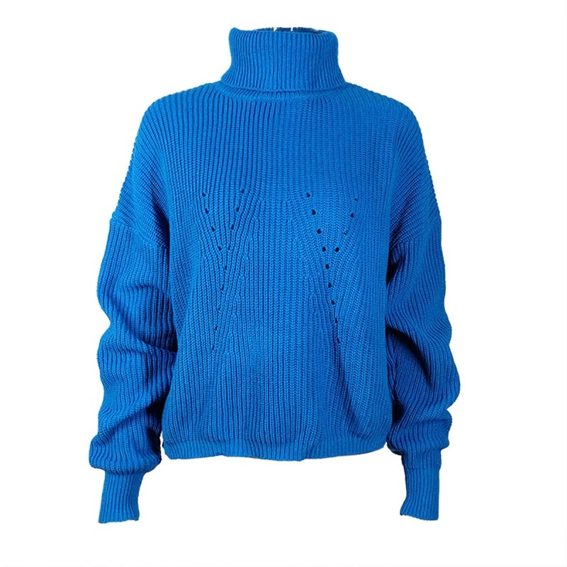 New royal blue turtleneck jumper sweater knit pullover autumn fall plus