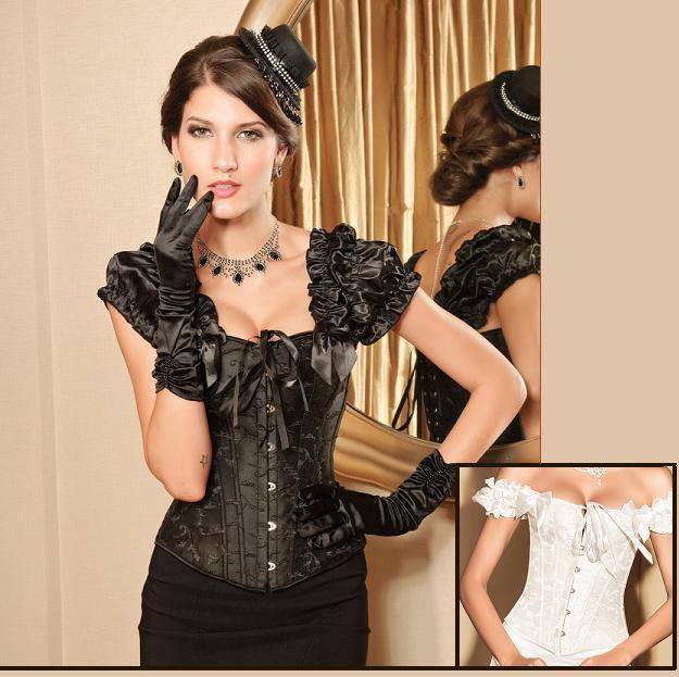 Unbranded - Renassiance brocade cap sleeved goth corset lace up back strong cord steel bones