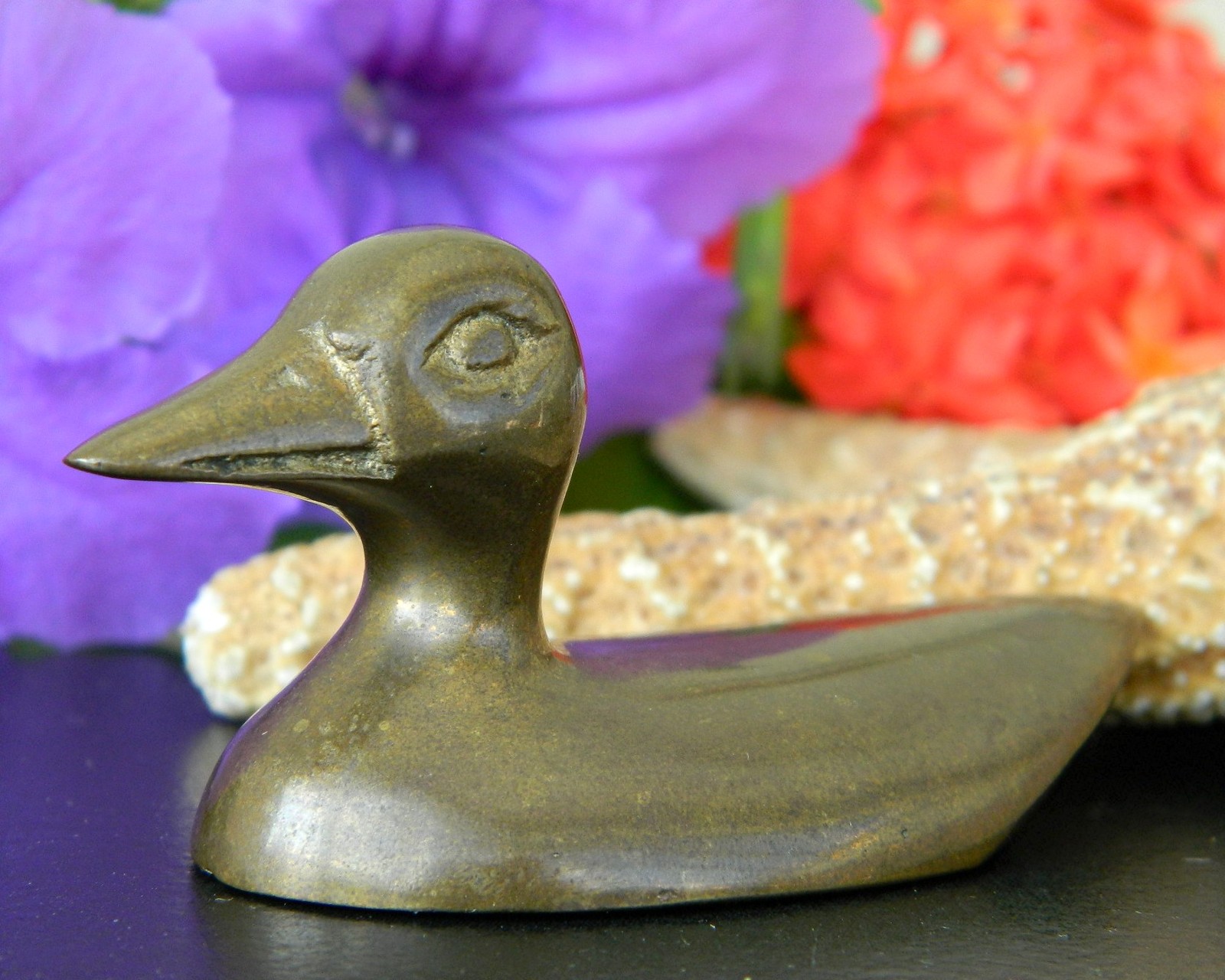 Vintage Brass Duck Small Solid Figurine Paperweight Brass Bird Animal Miniature