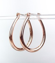 New* Rose Copper Metal Tear Drop 1" Long Hoop Earrings - $9.99