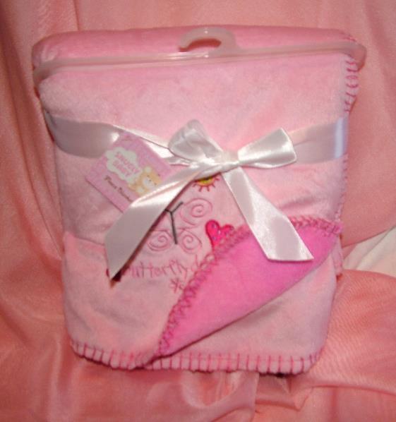 Super Soft Snugly Baby Fleece Receiving Blanket Choose Blue, Pink or