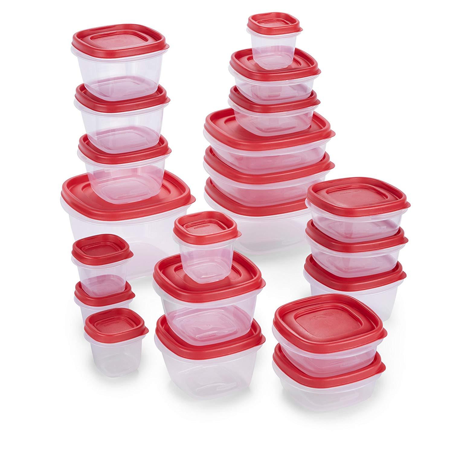 Food Storage Containers Rubber Lids 42 Piece Set Kitchen Ware Red