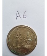 Antique Silver plated Lakshmi Ganesh Shiri OM HINDU Good Luck Token Coin A6 - $12.75