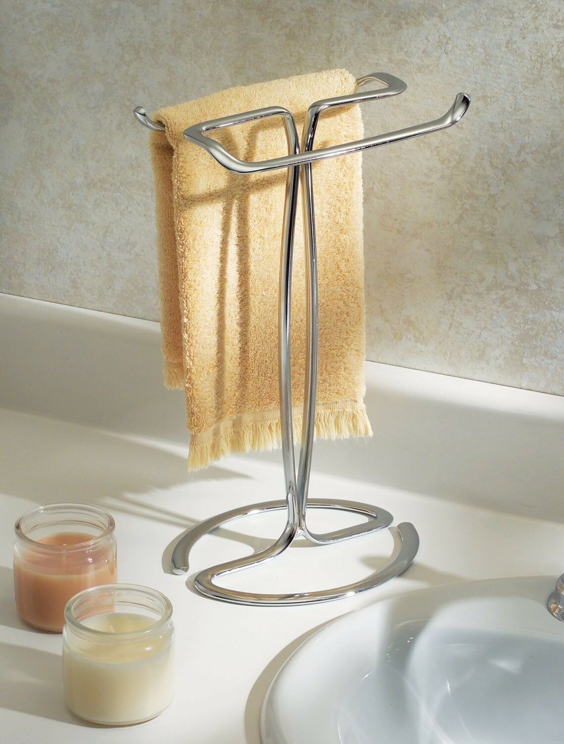 Bathroom Sink 2 Bar Towel Towels Holder Organizer Storage Stand Rack ...