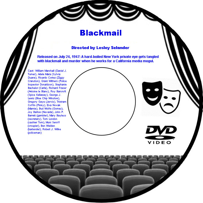 Blackmail 1947 DVD Film Noir Private Eye Murder Adventure William Marshall Adele