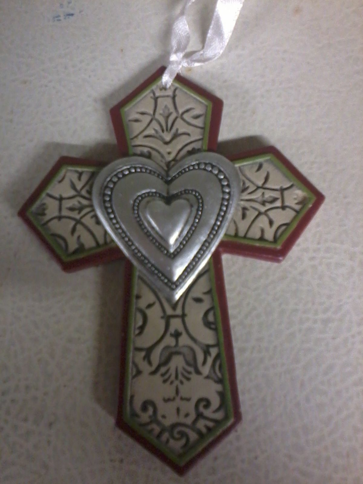 Heart Cross Ornament (ivory) - $4.80