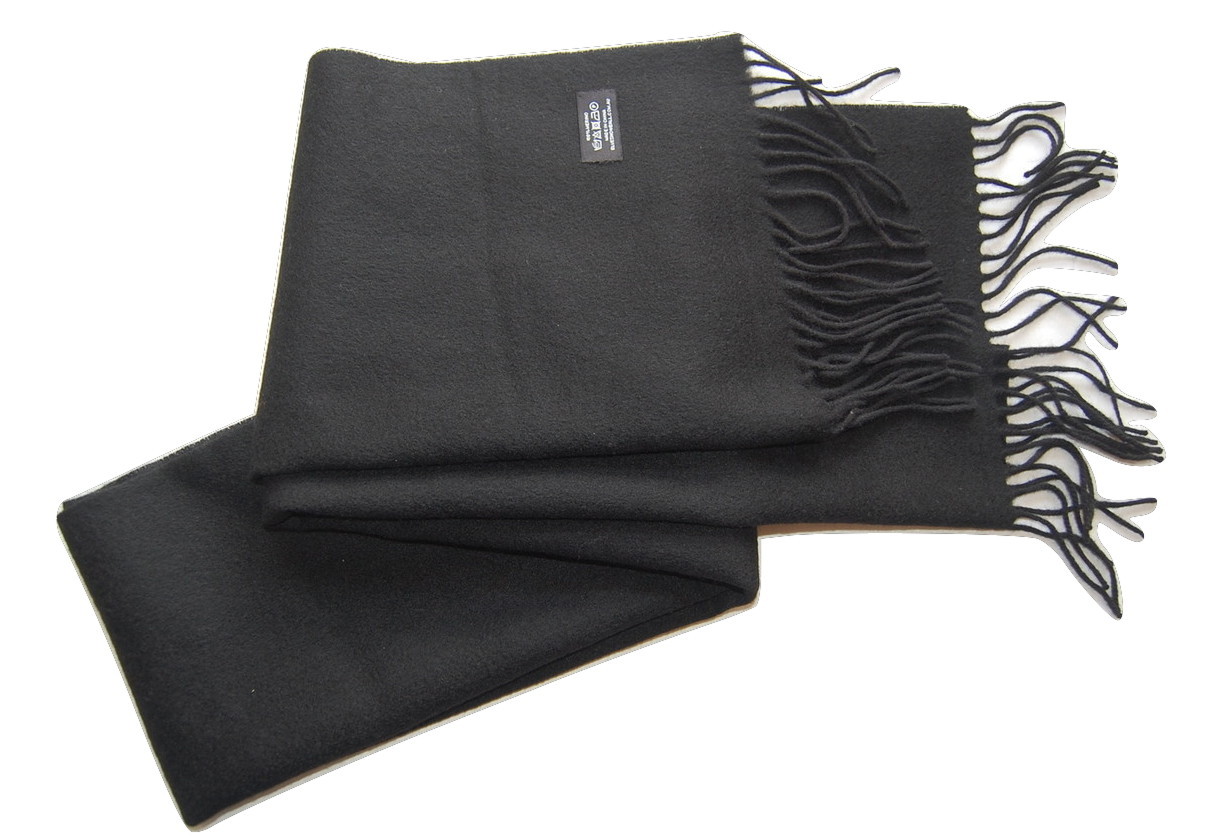 Black 100 Merino Wool Scarf Mens Womens 30 * 164 cm Scarves