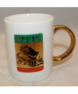 Starbucks Christmas Blend White CoffeeTea Mug Cup Gold Handle Made in Ta... - $32.92