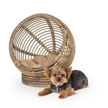 Cat Dog Bed Ball Shaped with Polyester Cushion Eco-Friendly Rattan 21" High image 4