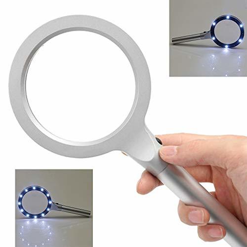 Handheld Magnifying Glass with Light for Seniors Reading 5X 10x