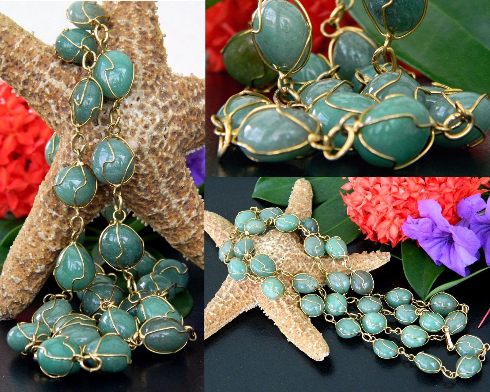 thumbnail image 2 of 18K Gold Plated Green Tourmaline & Crystal Pendant Necklace – Vintage Style Costume Jewelry 2 of 2