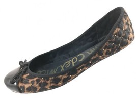 SH25 Sam Edelman 8M Calypso Leopard Calf Hair Bow Ballet Flats Patent Toe Studs - $22.96