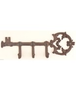 Cast Iron Wall Hook Rack Antique Skeleton Key 3 Hooks Steam Punk Home Decor - £11.94 GBP