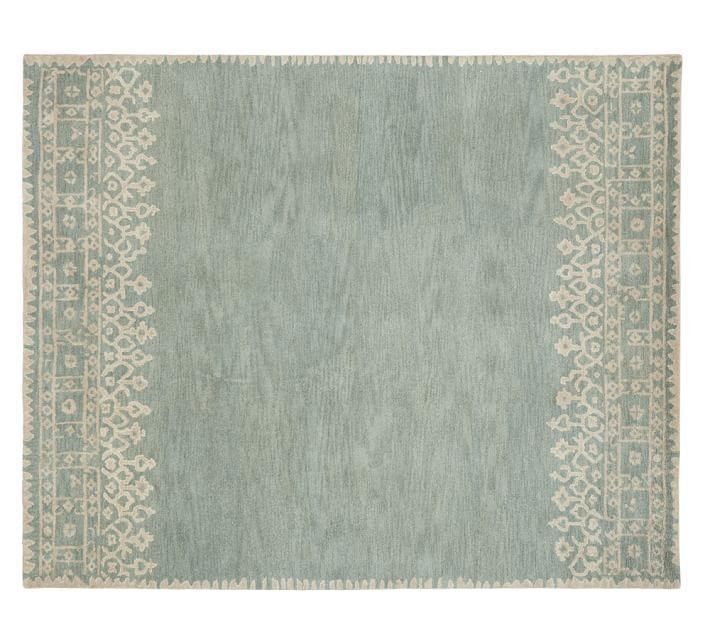 Pottery Barn Persian 8X10 Desa Bordered Porcelain Blue woolen area rugs ...