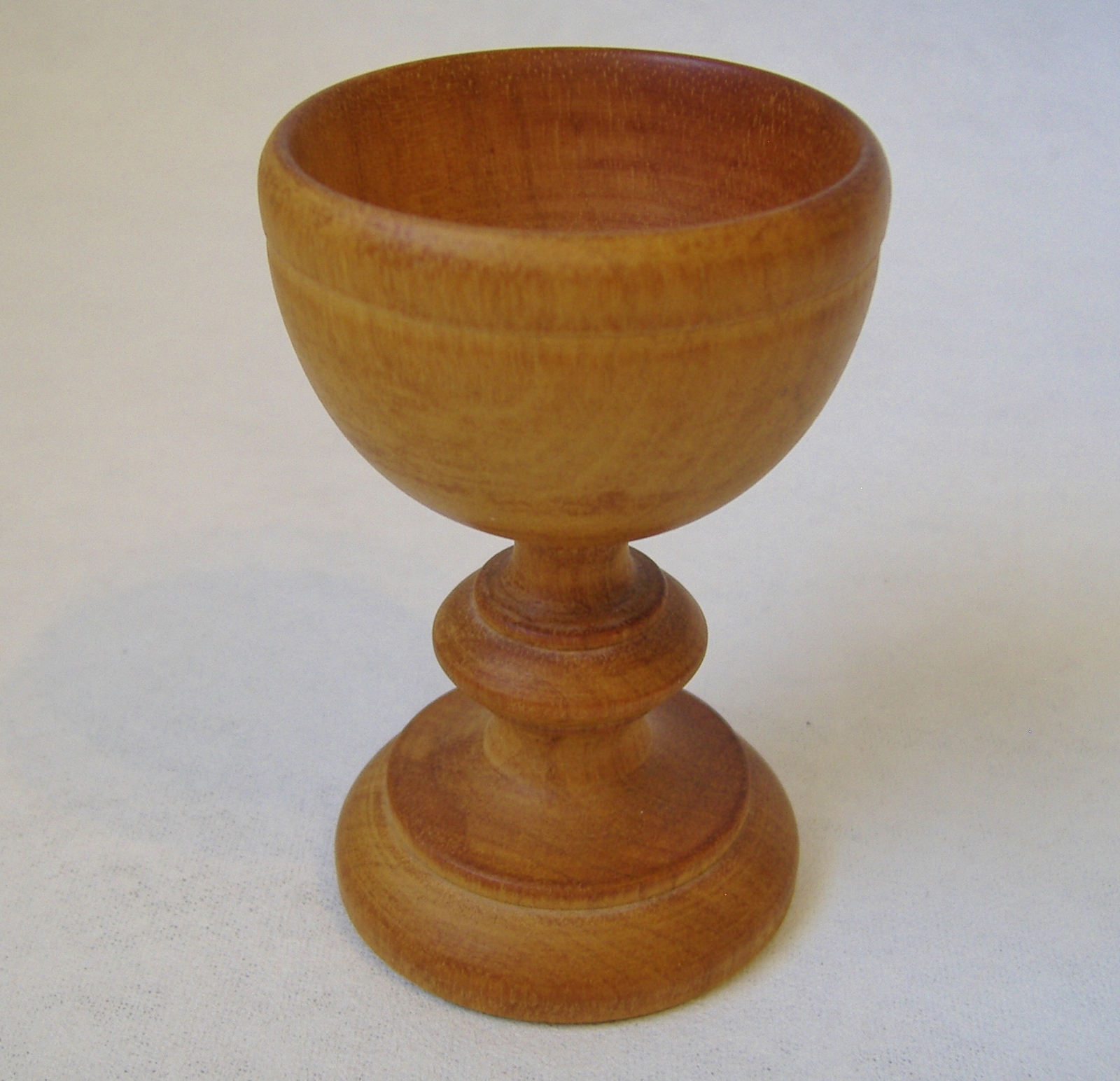 Carved Wood Egg Cup Honey Brown Vintage Footed Wooden Holder