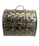Wooden Trunk Chest Domed Lid w/Handle Faux Leather 11&quot;x10&quot; Hook Latch Cl... - $24.74