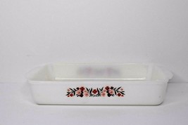 Fire King Primrose 1 1/2 QT Baking Dish w/ Pink &amp; Red Flowers 10&quot; x 6 1/2&quot; - $14.84