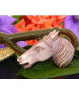 Vintage Plastic Horse Head Brooch Pin Riding Crop Equestrian Whip - $22.95