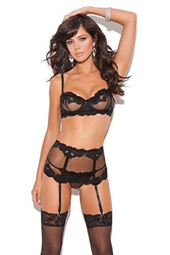 Elegant Moments womens Embroidered Mesh Underwire Bra adult exotic lingerie sets