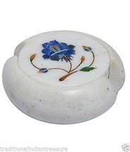 Marble Coaster Set Kitchen Accessories Lapis Lazuli Pietra Dura Home Decor Gifts - $123.31