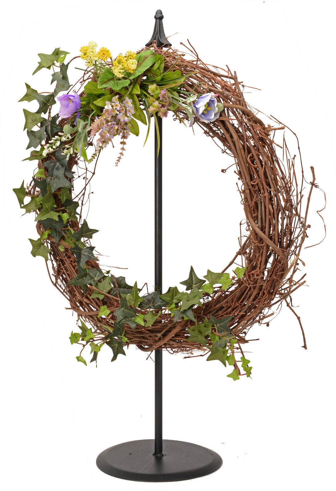 WREATH HOOK STAND 30" Free Standing Wrought Iron Holder Classic Final