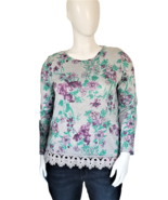 Bonworth Women&#39;s Long Sleeve Top with Wide Lace Trim Size L - $9.79