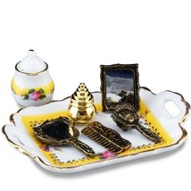 DOLLHOUSE Hair Brush Set Cosmetic Tray 1.706/5 Reutter French Rose Minia... - $27.50