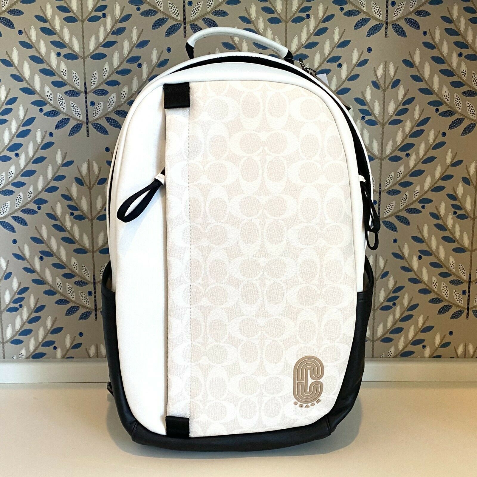 Coach Edge Backpack In Colorblock Signature Canvas & Leather White