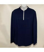 St John Sport Marie Gray L Navy Blue Pullover Sweater Crystals Santana K... - $67.13