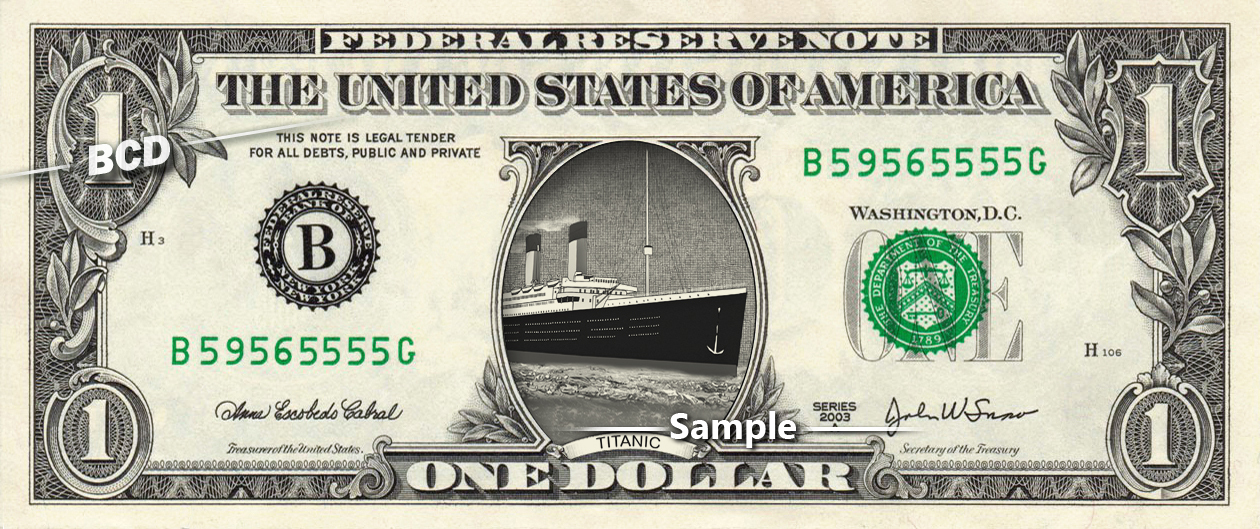 TITANIC Ship on a Real Dollar Bill Cash Money Collectible Memorabilia