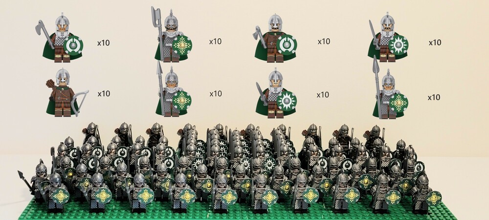 80pcs/set Lord Of The Rings Rohan Army Royal Guards Archers Infantry Minifigures