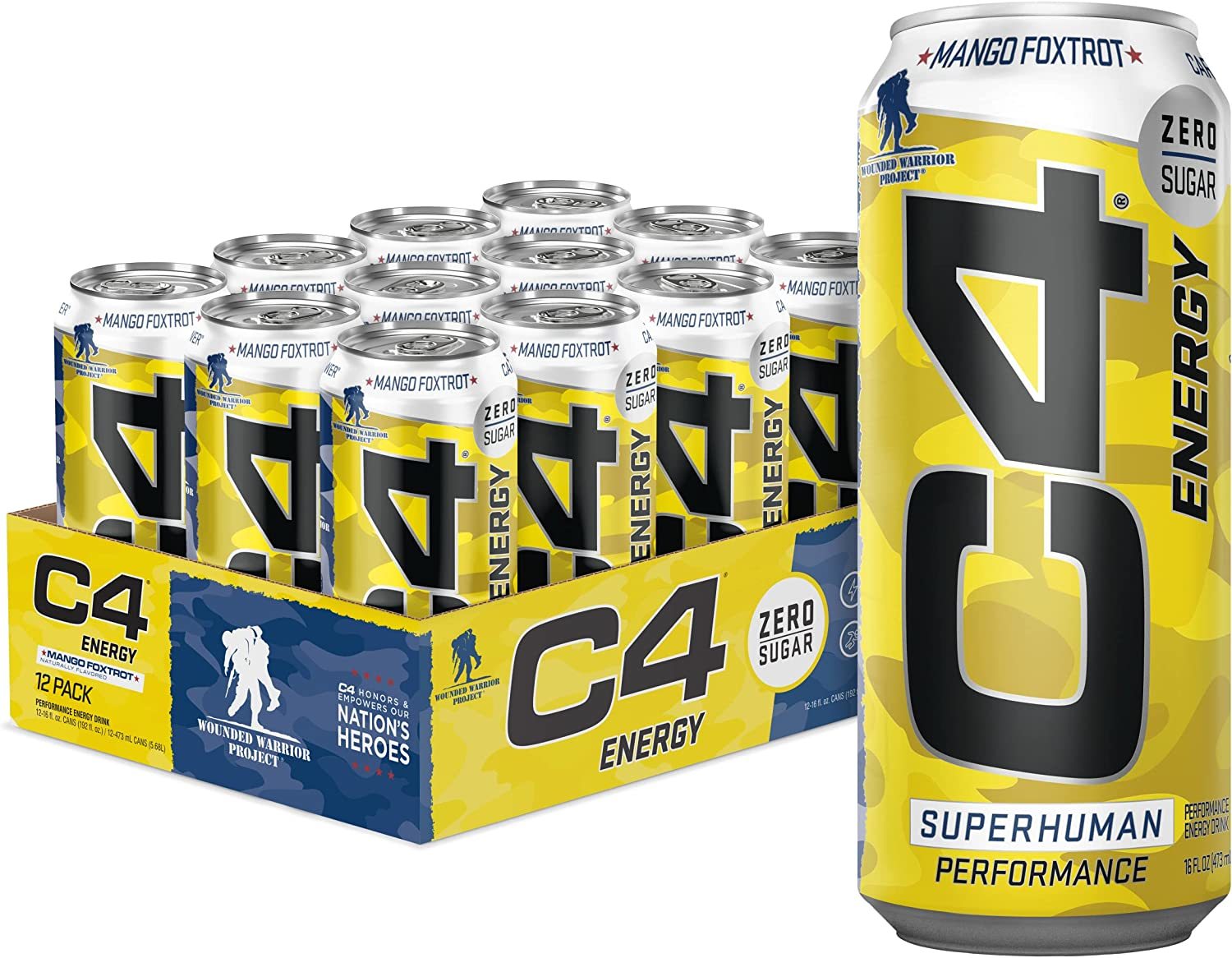 C4 Original On the Go Carbonated Explosive Energy Drink Mango Foxtrot