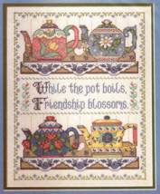 Collectable Teapots Counted Cross Stitch Kit Friendship Oop Bucilla #40887 - $26.98
