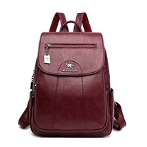 9 Color Women Soft Leather BackpaVintage Female Shoulder Bags Sac a Dos Casual T - $34.23