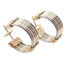 Rare! Authentic Cartier Stainless Steel 18k Yellow Gold Hoop Earrings - $2,100.00