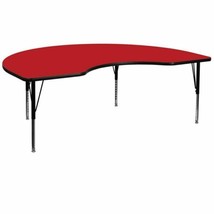 48''W x 96''L Kidney Red HP Laminate Activity Table - Height Adjustable Short Le - $813.39