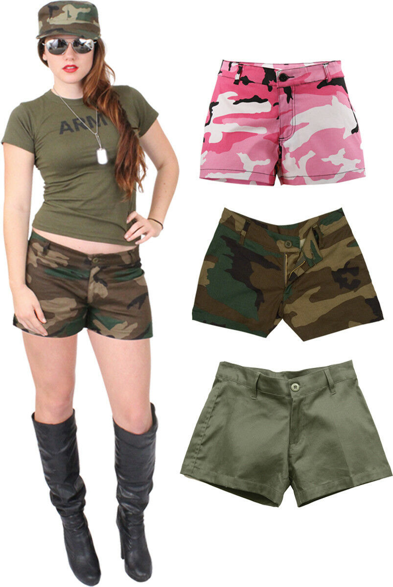 Women's Military Short Shorts Camouflage Army Casual Lounging Mini Boys