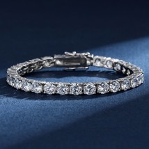 Tennis Bracelet Real S925 Sterling Silver Bracelet Square/Round Diamond ... - $122.34