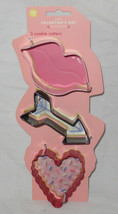 Wilton 3-Piece Cookie Cutter Set Metal Valentine's Day Lip Arrow Heart Recipe - $15.85