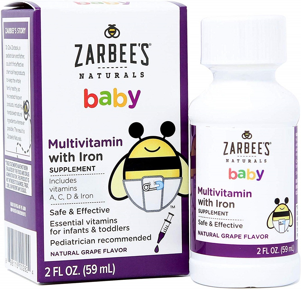 Zarbee's Naturals Baby Multivitamin with Iron, Natural Grape Flavor, 2