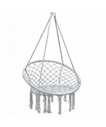 Durable Hanging White Macrame Hammock Chair w/Handwoven Cotton Backrest- - £79.89 GBP