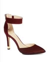 Calvin Klein Tanda Scratch Pompeii Red Kid Suede Pointed Toe Ankle Strap 8.5 New - £59.95 GBP