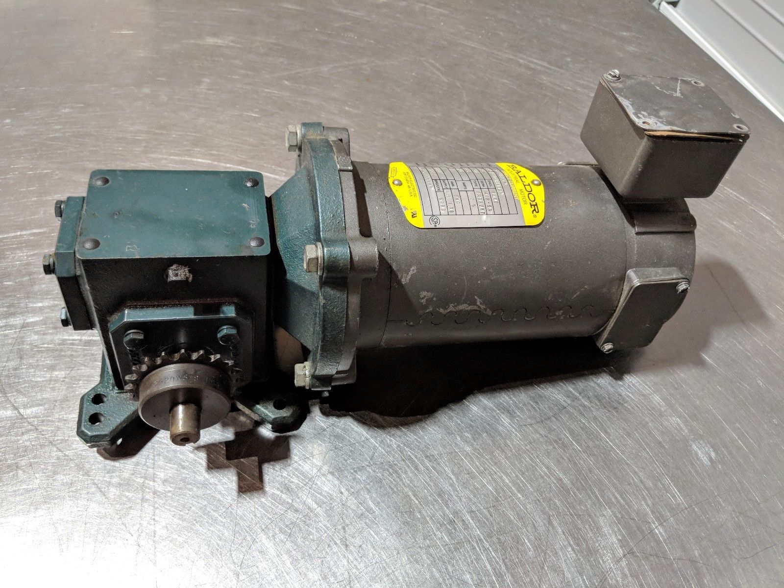 Baldor CDP3310 1/4 HP 90V DC Motor W/ Norwalt Design 50:1 Gear Reducer ...