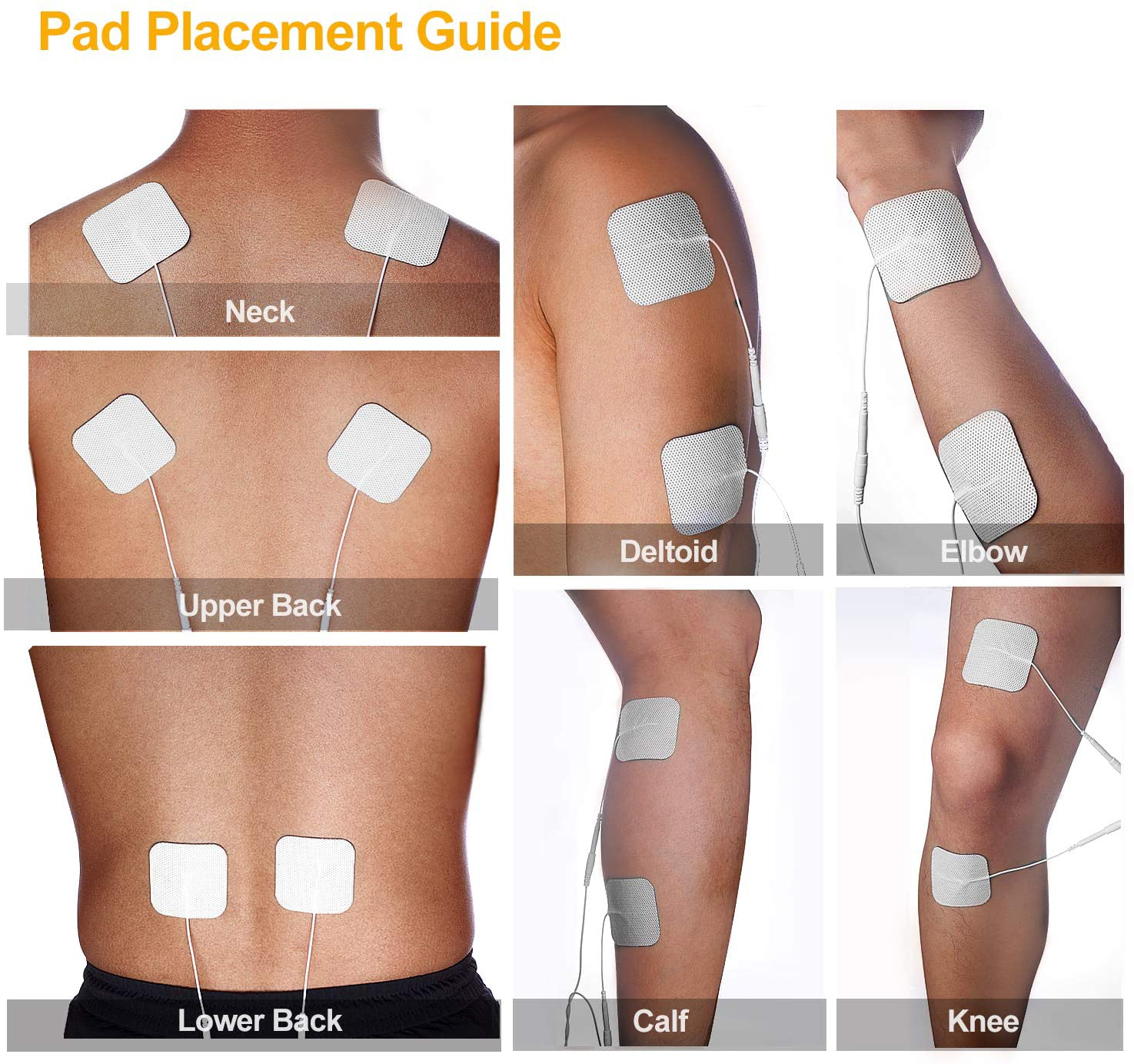 POHAKU TENS Unit Pads 2x2 20pcs, Reusable Pads Electrode Patches with ...