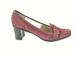 Calvin Klein Burgundy Suede Like Loafer Block Heels Shoes Womens 8.5 M (SW18) - $69.99