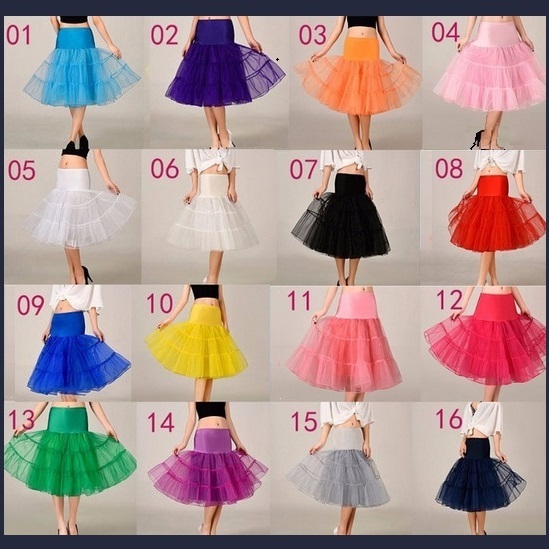 Retro 50's Style Pick Color Knee Length Full Layerd Swing Underskirt Petticoat