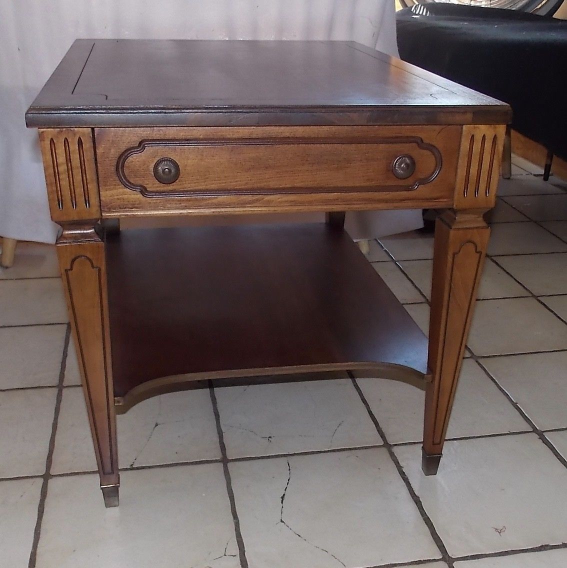 Walnut Mersman Side Table / End Table with Drawer (T748) Post1950