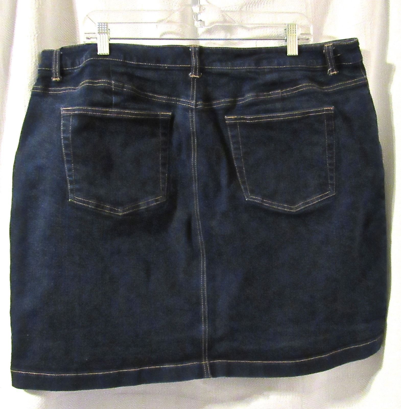 Venezia Dark Blue Stretch Cotton Denim Jean Skirt Plus Size - Women's ...